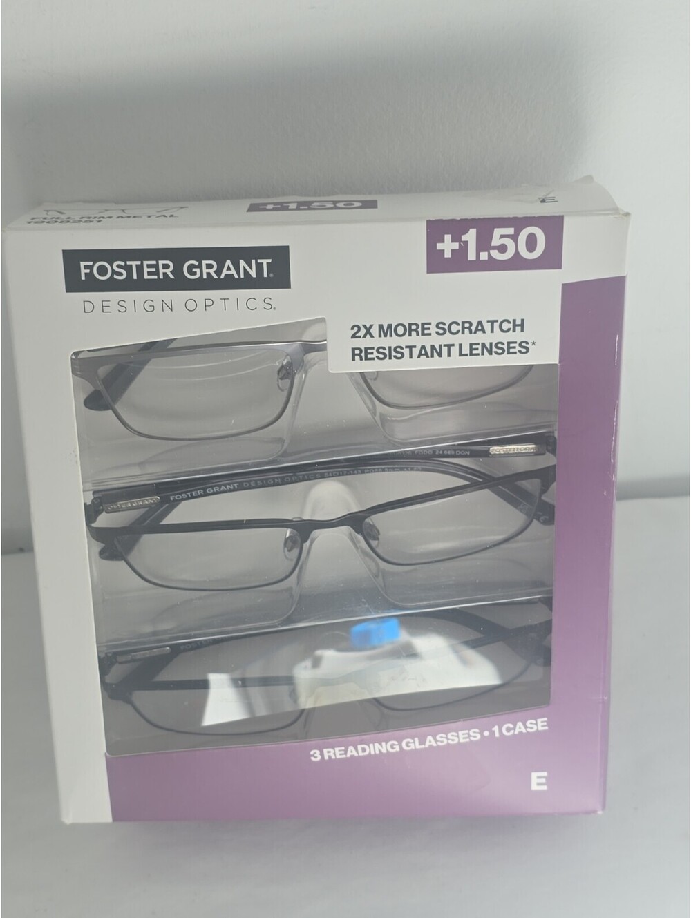 Foster Grant Style E Reading Glasses 3 Pack +1.50 Open Box.